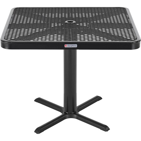 Global Industrial 36in Square Outdoor Dining Table, 29inH, Expanded Metal, Black 348116